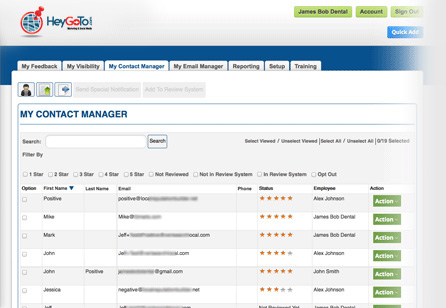 Manage your Contacts through the Reputation Premier Database